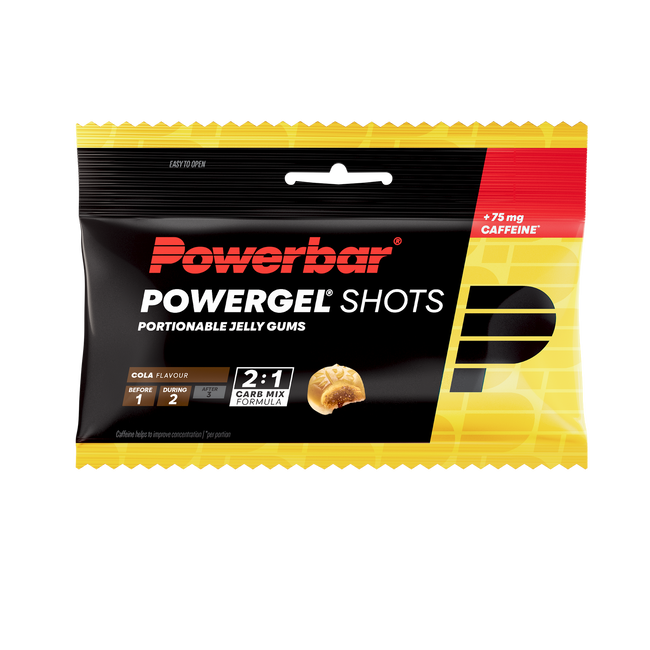 Jeleuri energizante PowerBar PowerGel Shots 60g - cola + cofeină