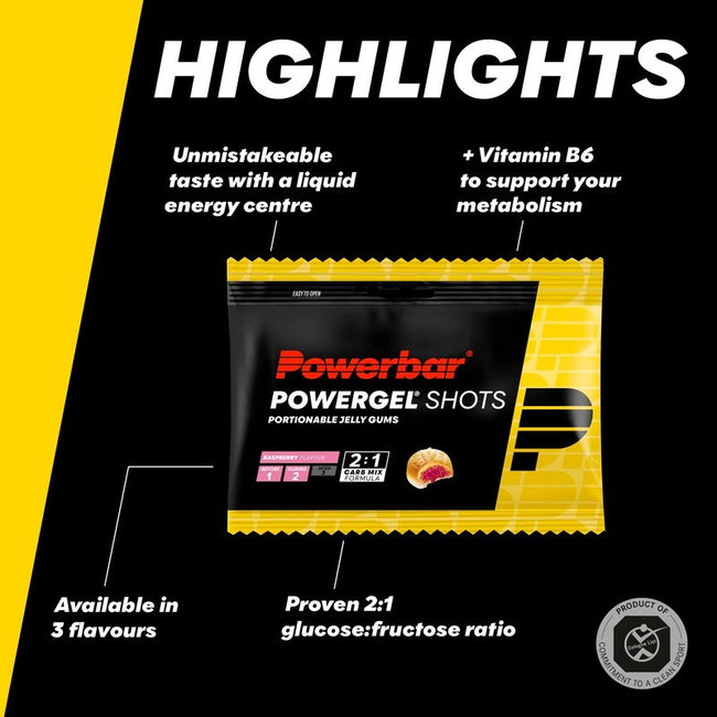 Jeleuri energizante PowerBar PowerGel Shots 60g - cola + cofeină