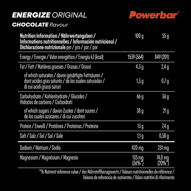 Baton energizant PowerBar Energize Original 55g - ciocolată