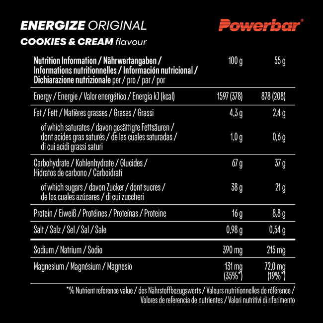 Baton energizant PowerBar Energize Original 55g - cookies & cream