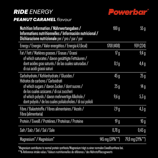 Baton energizant PowerBar Ride Energy 55g - arahide și caramel