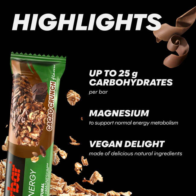 Baton energizant vegan PowerBar Natural Energy Cereal 40g - cacao crunch
