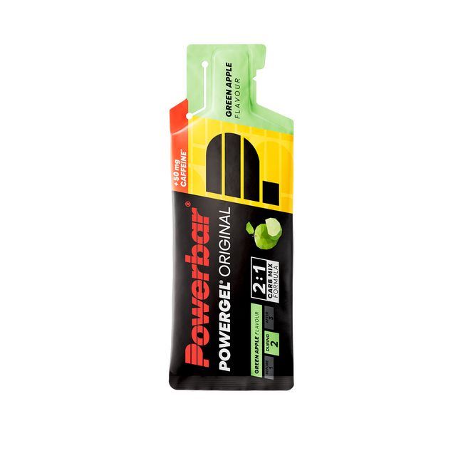 Gel energizant PowerBar PowerGel Original 41g - măr verde + cofeină