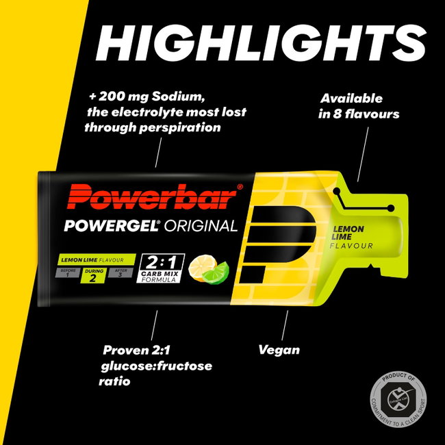 Gel energizant PowerBar PowerGel Original 41g - lămâie și lime