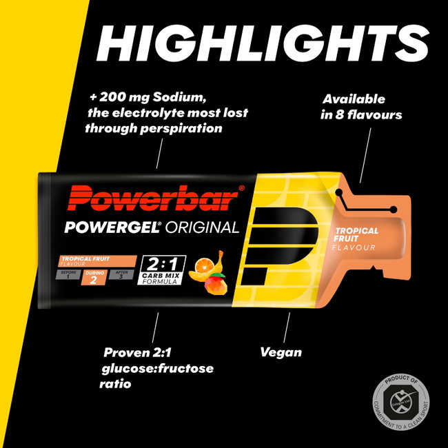 Gel energizant PowerBar PowerGel Original 41g - fructe tropicale