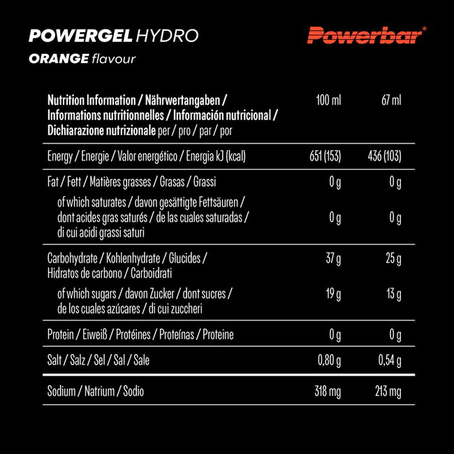 Gel energizant lichid PowerBar PowerGel Hydro 67ml - portocale