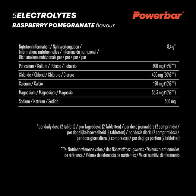 Tablete efervescente PowerBar 5Electrolytes 10 tablete - zmeură și rodie