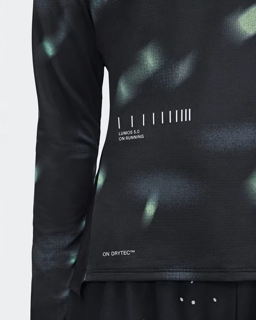 Bluză alergare On Performance Long-T Lumos W - negru | reflectorizantă