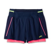 Pantaloni scurți alergare Brooks High Point 3" 2-in-1 Short 2.0 damă - albastru