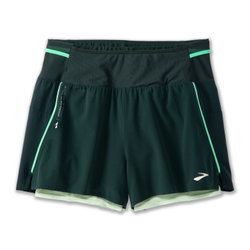 Pantaloni scurți alergare Brooks High Point 3" 2-in-1 Short 2.0 damă - verde