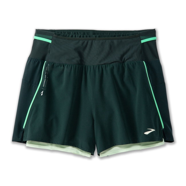 Pantaloni scurți alergare Brooks High Point 3" 2-in-1 Short 2.0 damă - verde