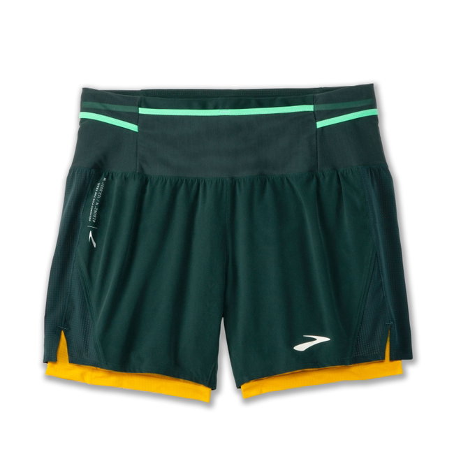 Pantaloni scurți alergare Brooks High Point 5" 2-in-1 Short 2.0 bărbați - verde