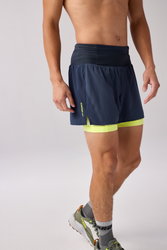 Pantaloni scurți alergare Brooks High Point 5" 2-in-1 Short 2.0 bărbați - albastru (480)