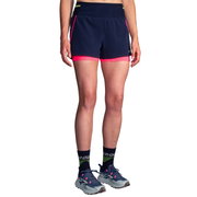 Pantaloni scurți alergare Brooks High Point 3" 2-in-1 Short 2.0 damă - albastru