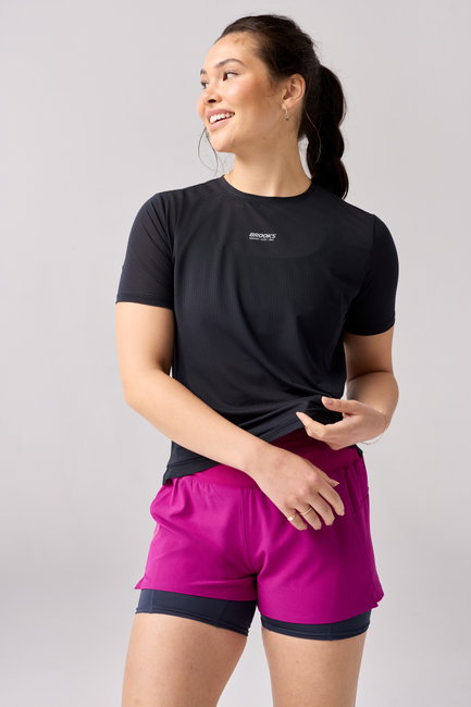 Tricou tehnic alergare Brooks High Point Short Sleeve 2.0 damă - negru