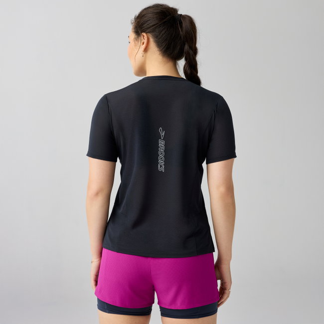 Tricou tehnic alergare Brooks High Point Short Sleeve 2.0 damă - negru