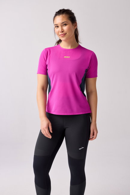 Tricou tehnic alergare Brooks High Point Short Sleeve 2.0 damă - mov