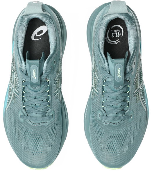 Pantofi alergare stabilitate ASICS GEL-Kayano 33 - turcoaz Foggy Teal | Yellow | susținere adaptivă