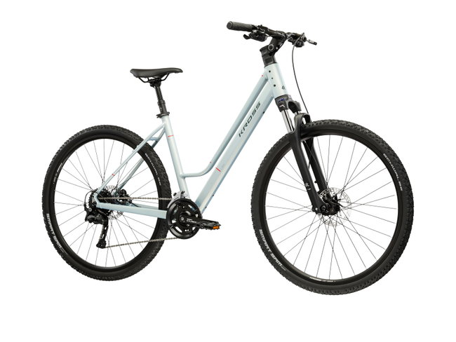 Bicicleta Trekking Kross Evado C300 28 inch albastra / verde Shimano Cues