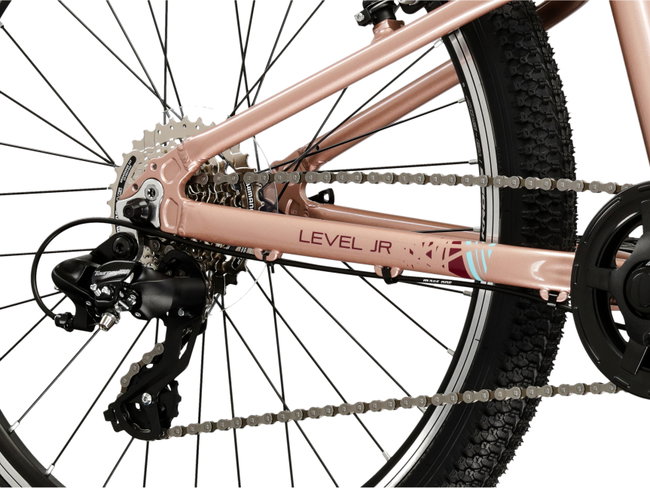 Bicicleta Copii Kross Level JR 24 24 inch roz / aurie / visinie Shimano Tourney