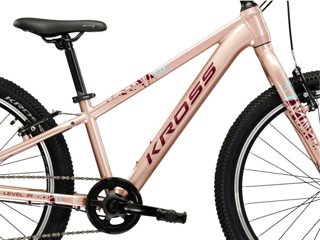 Bicicleta Copii Kross Level JR 24 24 inch roz / aurie / visinie Shimano Tourney