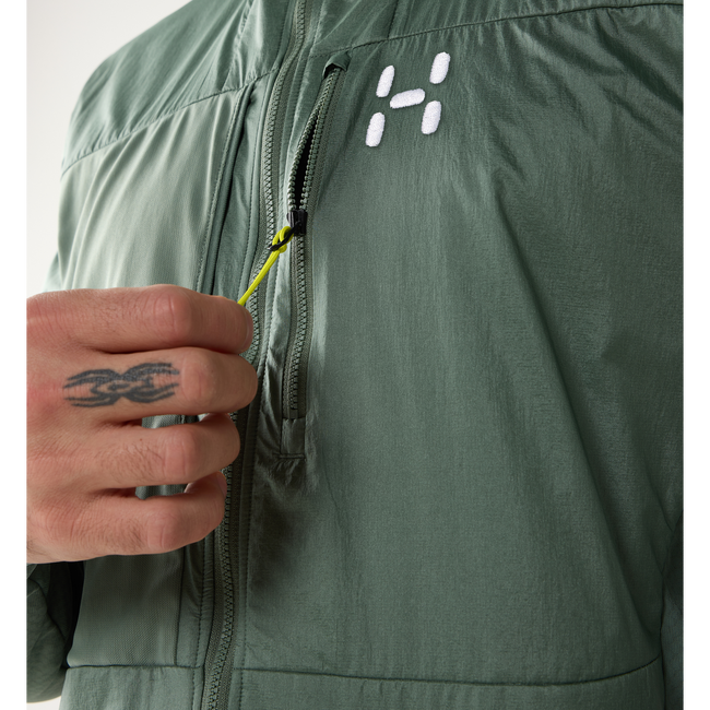 Haglöfs Nallo Touring Hybrid Mid – Geacă strat intermediar hibridă pentru tură de schi - Verde Chlorophyll Green