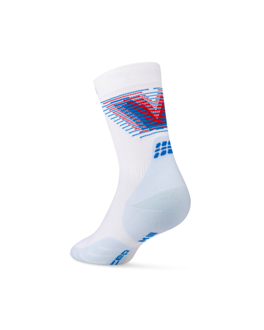 Șosete compresie CEP Run Edition Halo Mid Cut - alb/albastru | alergare