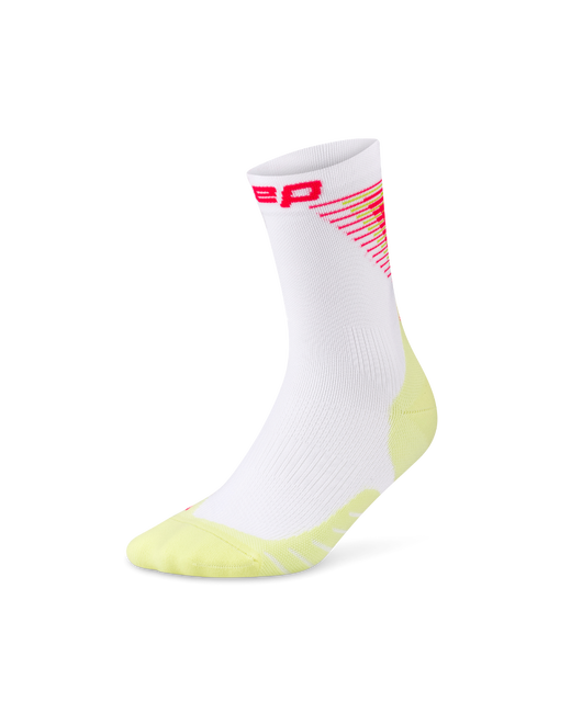 Șosete compresie CEP Run Edition Halo Mid Cut W - alb/lime | alergare