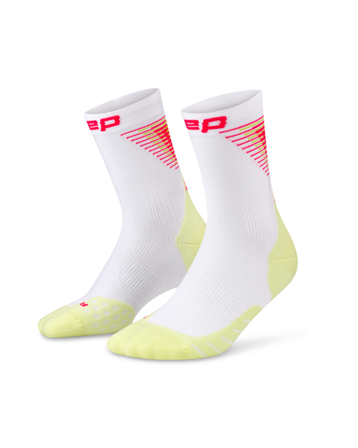 Șosete compresie CEP Run Edition Halo Mid Cut - alb/lime | alergare