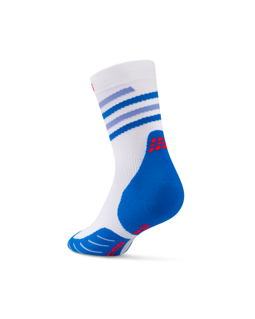 Șosete compresie CEP Run Edition Spiral Mid Cut W - alb/albastru/roz | alergare