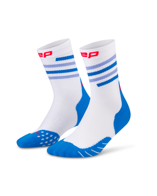 Șosete compresie CEP Run Edition Spiral Mid Cut W - alb/albastru/roz | alergare
