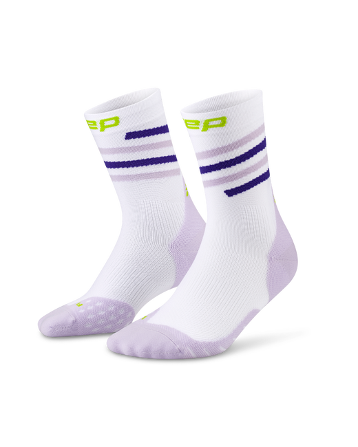 Șosete compresie CEP Run Edition Spiral Mid Cut - alb/lila/lime | alergare