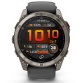 Garmin - Epix Gen 2 Sapphire smartwatch premium cu GPS si AMOLED - ramă gri din titanium, carcasă albă si curea din silicon albă