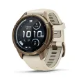 Garmin - epix Pro 42mm Gen 2s Sapphire smartwatch premium AMOLED - ramă Soft Gold si curea din silicon crem