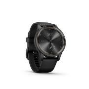 Garmin - vivomove Trend - Ramă Neagra din oţel inoxidabil - carcasa neagra - bratara silicon neagra