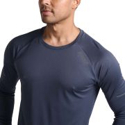 2XU - bluza tehnica pentru barbati cu maneca lunga Aero LS - albastru inchis india ink negru reflectorizant