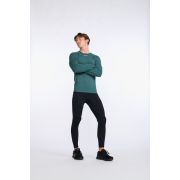 2XU - bluza tehnica pentru barbati cu maneca lunga Ignition Base Layer LS - verde inchis deep jade marle argintiu reflectorizant