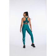 2XU - colanti compresie lungi femei Motion Print Mid Rise Compression Tights - verde inchis deep jade marled
