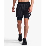 2XU - pantaloni scurti de alergare cu compresie pentru barbati - Aero 2-in-1 5" Shorts - negru reflectorizant