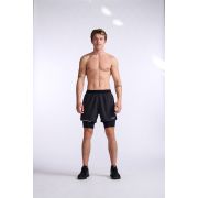 2XU - pantaloni scurti de alergare cu compresie pentru barbati - Aero 2-in-1 5" Shorts - negru reflectorizant
