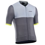 Northwave - Tricou ciclism maneca scurta pentru barbati Storm Air jersey - gri inchis gri deschis galben fluo