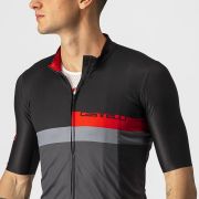 Castelli - Tricou ciclism barbati maneca scurta A Blocco - Negru Antracit Rosu