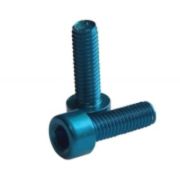Suruburi de aluminiu pt bidonas cadru Fibrax FCM1002, pas M5 x 15mm lungime, ultra-usoare, anodizate Albastre, blister 2buc