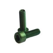 Suruburi de aluminiu pt bidonas cadru Fibrax FCM1003, pas M5 x 15mm lungime, ultra-usoare, anodizate Verzi, blister 2buc