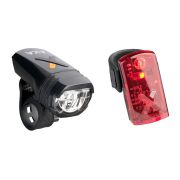 Far + stop AXA Greenline 50 lux USB 2 leduri - Negru