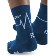 CEP - sosete medii de compresie 18cm pentru barbati Mid Cut Heartbeat - albastru inchis ocean alb