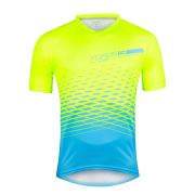 Tricou maneca scurta Force MTB Angle, albastru/fluo, 4XL