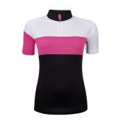 Bluza ciclism Force View Lady maneci scurte negru/alb/roz