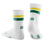 CEP - Sosete medii compresie 18cm pentru barbati Mid Cut 80s - alb verde galben