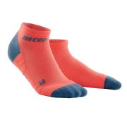CEP - sosete de compresie peste glezna 8cm pentru femei Low Cut 3.0 - portocaliu coral gri inchis